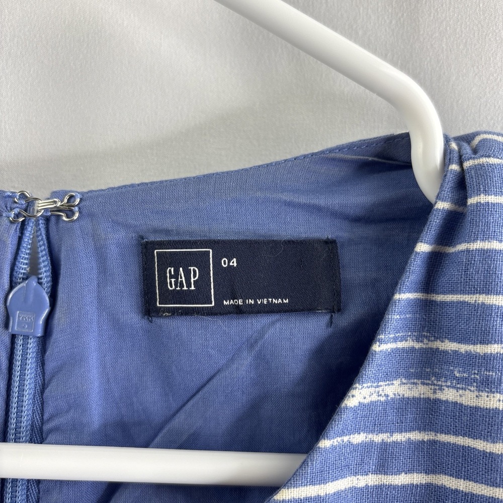 Gap Women's Small Blue Striped Back Zip Up Size 4 Sleeveless Dress Casual - Picture 5 of 6